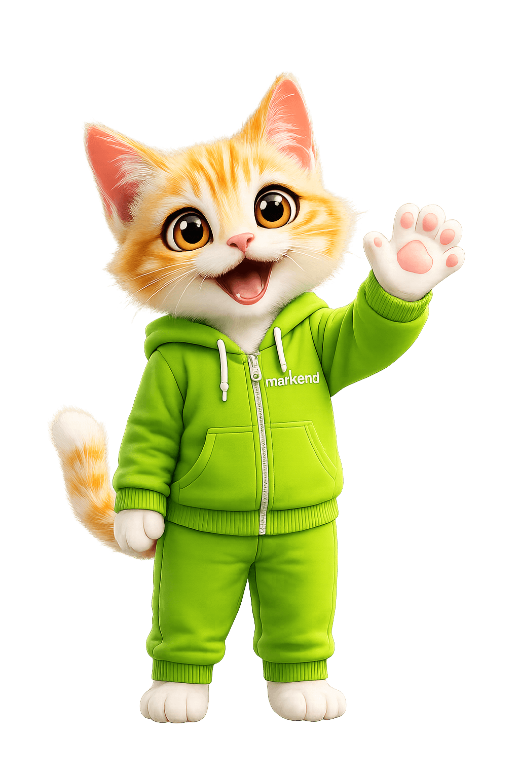 Markend mascot waving hello